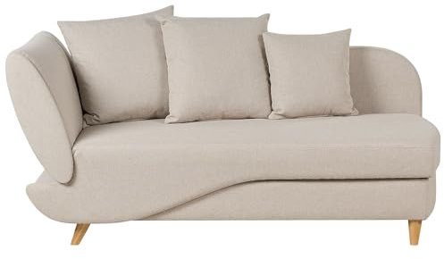 Chaiselongue Leinenoptik beige linksseitig mit Stauraum Kissen modern Meri II