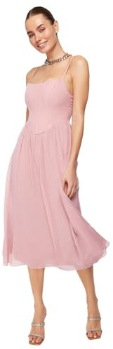 Trendyol TPRSS24EL00041 Vestito, Rosa secca, 44 Donna