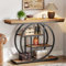 Tribesigns Console de Style Industriel de 105 cm, à 4 Niveaux avec Base Circulaire, étroite en Bois avec étagères de Rangement pour Salon et Couloir (Marron Clair)