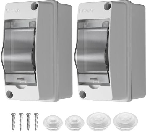 EYPINS Lot de 2 panneaux électriques extérieurs 2 modules, boîte de distribution étanche IP65,pour extérieur,jardin