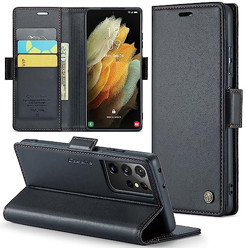 Phernykas Cover per Samsung S21 Ultra Custodia Portafoglio [Blocco RFID] Premium Pelle PU [Magnetica] Wallet Libro con Porta Carte Slot Supporto Flip Case per Samsung S21 Ultra, Nero