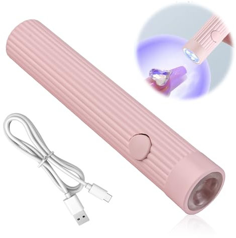 LED UV Nail Lamps for Gel Nails, Handheld Nail Dryer, Rechargeable Strip Type UV Light for Gel Polishes, Automatic Smart Sensor, Quick Drying, Portable Nail Light for Fingernails and Toenails, Pink