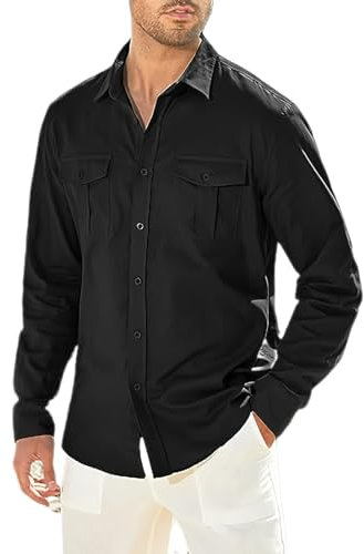 Shirt Herren Klassisch All-Match Kurzarm Herren Freizeithemden Herren Shirt Herren Kurzarm T-Shirt Herren Casual T-Shirt Herren Sportshirt Herren A-Black1 XL