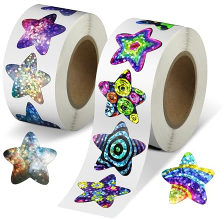 Suofuolef 1000 Stück Sterne Aufkleber, Thema Weltraum Sternaufkleber für Kinder, Selbstklebend Sticker für DIY Scrapbooking Dekoration