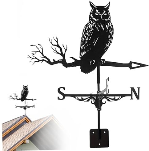Weather Vane, Metal Weather Vanes Roof Mount, Owl Weathervanes, Weather Vane for the Garden, Yard, Sheds, Yard, Patio Decor, Weathervanes
