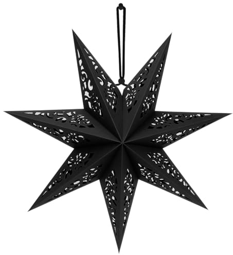 Papierstern Weihnachten, Aushöhlen Faltsterne Weihnachten 45 cm Ø Schwarz, Papiersterne zum Aufhängen, Lampenschirm Stern, Papierstern für Fensterdeko Weihnachtsdeko Weihnachtsbaum