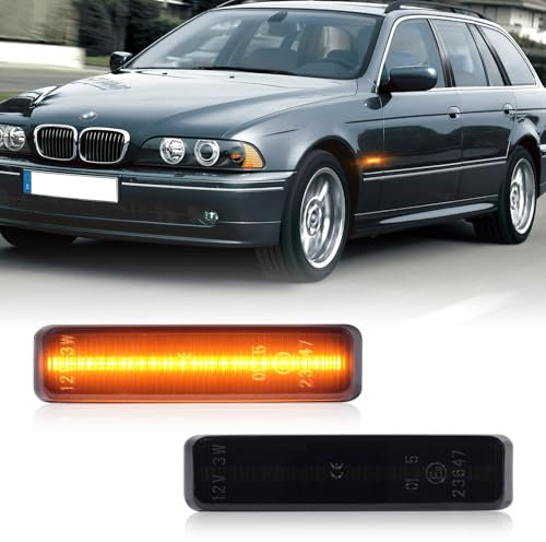 POPMOTORZ LED Seitenblinker Blinker Schwarz mit Canbus Fehlerfrei 2835 SMD für BMW 5 Series E39 12/1995-06/2003 E39 M5 1998-2003, 2 Stück
