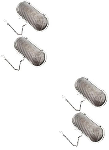 TOPBATHY 4 Stück schicker Teelecker teefilter tea filter Wiederverwendbarer Tee-Filter Teesiebbeutel Teebrühfilter loses Teesieb Kettenfilter Tee-Ei-Filter Teesieb aus Edelstahl Silver