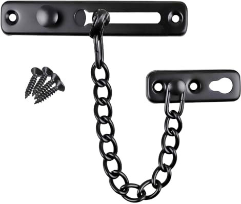 Litensh 2 Stück Door Chain Lock Türkettenschloss Edelstahl Türkette Sicherheitsschloss Türsicherheitskette Kettenschloss Türsicherung Türgriff Tür Sicherheitskette für Hotel Familie Innentüren Schwarz