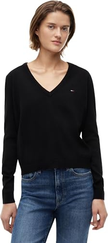 Tommy Jeans Damen Pullover Essential mit V-Ausschnitt