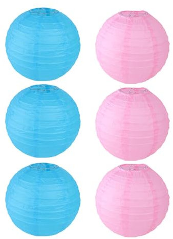 FANSU Colorées Lanterne Papier, Lanterne en Papier à Suspendues, 6 PCS Coloré Rond Lampion Papier pour Mariages, Anniversaires, Jardin,Fêtes et Événements Lampion (10cm,Bleu Rose)