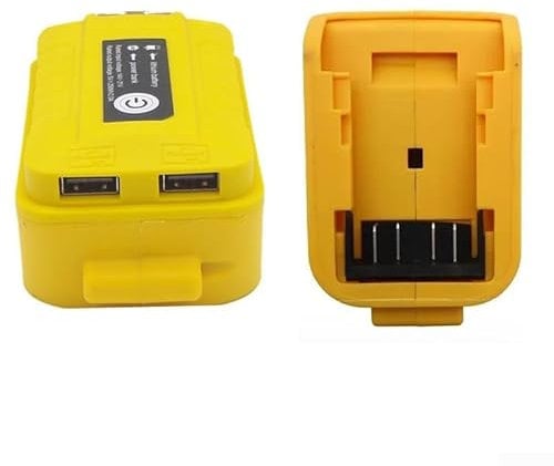 Dual USB Battery Adapter for Dewalt 18V Lithium Batteries, Features Protective Charging Board (A)