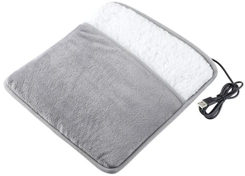 Lawnrden Foot Warmer,Electric Heating Pad for Feet,Fast Heating Washable Grey Electric Heated Foot Warmers for Bed Under Desk Office Home Gifts/11x11x1 Inch