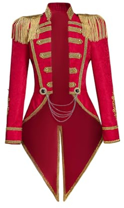 Saniplaycos Women's Ringmaster Jacket Tassel Coat Uniform Ringmaster Circus Costume Medieval Long Sleeves Tailcoat