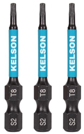 3 x KELSON T8 Torx 50mm #8 Star Drive Impact Rated Screwdriver Bits 1/4 Universal