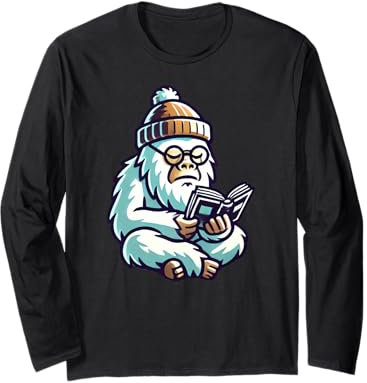 Yeti liest ein Buch, Funny Bigfoot Cryptid Booktok Aesthetic Langarmshirt