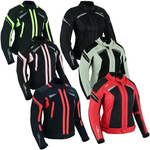 Motorradjacke Damen mit Protektoren – Sommer Mesh Belüftung, Textiljacke für Motorradfahrer, Luftige Schutzjacke,Damen Motorradjacke (DE/NL/SE/PL, Alphanumerisch, XL, Regular, Regular, BLACK)