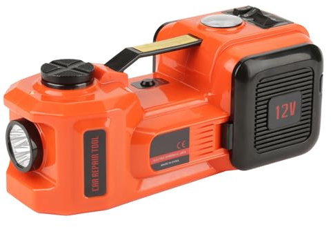 5T Electric Hydraulic Jack for Car, 12V Impact Wrench & Air Compressor Kit, Electric Jack, Compact Size Tool with LED Lamp, Plastic Storage for Emergency Tire Change and