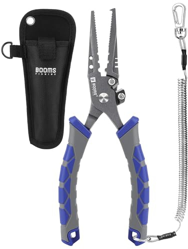 Booms Fishing Multi-Function Pliers Saltwater: 8.5 Fish Hook Remover Carbon Steel Fishing Pliers - Hook Remover and Split Ring Plyers