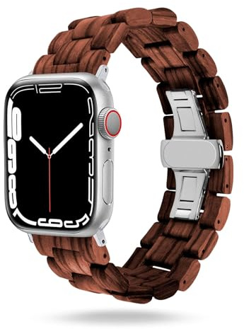 ONEFLOW Timber Strap kompatibel mit Apple Watch, Armband aus Holz, Herren Gliederarmband mit Faltschließe, Holzarmband iWatch Armbänder Herren, Watch Band Klassisch