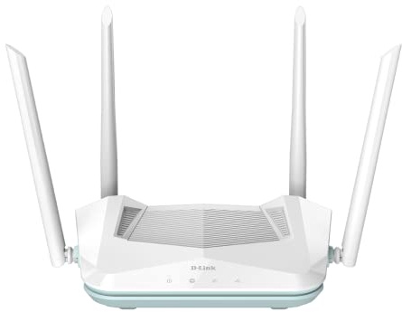 D-Link R15 Router Smart EAGLE PRO AI AX1500 con Wi-Fi AI Mesh, ottimizzatore del traffico, parental control, porte Gigabit, MU-MIMO, 1024 QAM, OFDMA, WPA3. Funziona con Alexa/Assistente Google.