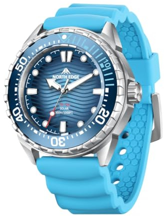 Dpofirs Solar Powered Dive Watch Frauen Männer Watch, 300 M/1000 Fuß Wasserdicht, Schnelle Beleuchtung, für Draußen, Lässig, Geschäftlich, Täglich