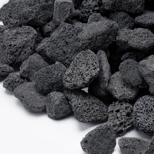 GASPRO 9,1 kg große Lavasteine, 1-3 Zoll, ideal für Feuerstellen im Freien, Innenkamine mit Propan und Erdgas, Schwarz