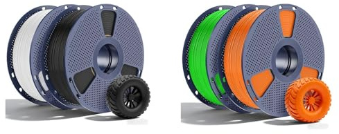 SUNLU TPU 3D Printer Filament 1.75mm 2KG Black+Weiß+SUNLU TPU 3D Printer Filament 1.75mm 2KGGreen+Sonniges Orange,Insgesamt 4 kg