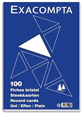 EXACOMPTA Paquet de 100 Fiches BRISTOL BLANC 125/200 5X5 S/FILM