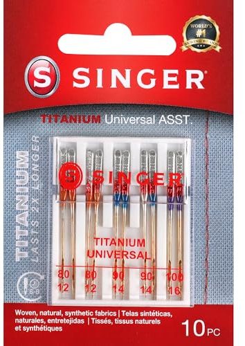 Singer Notions Titan Universal Regular Point Nähmaschinennadeln für gewebter Stoff, Größen Sortiert, 10er Pack
