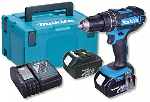 Makita DPH482 RFJ 18 V Kombi-Bohrmaschine mit 2 x 3,0 Ah Li-Ionen-Akkus im MakPac