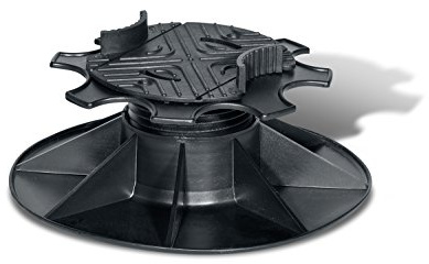SPAX Lift 5/9 Terrassenlager Höhenverstellbar 55-82 mm, 3 St. | Stelzlager für Holzunterkonstruktion, Belastbar bis 800 kg, Schutz vor Staunässe, Standfuß 220 mm, Schwarz