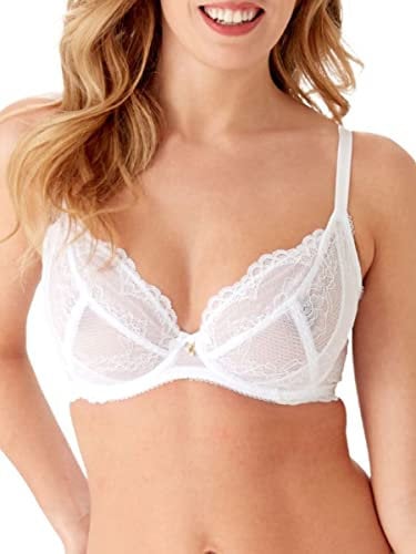 Gossard Women's Superboost Lace Non Padded Plunge Bra, Sheer, White, 38 E
