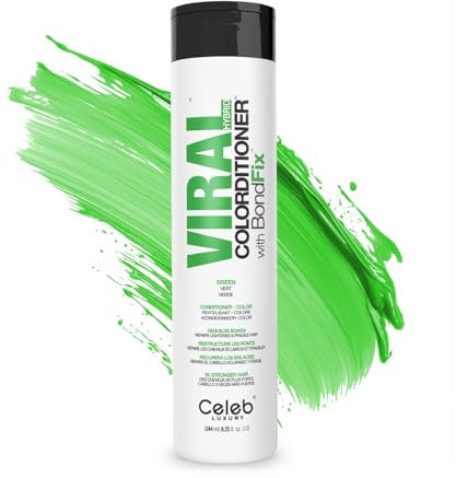 Celeb Luxury Viral Green Colorditioner, Professional Semi Permanent Hair Colour Depositing Conditioner, Maintains and Refreshes Green Colour