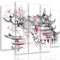 Feeby. Leinwandbild - 5 Teile - Bilder, Wand Bild, Wandbilder, Kunstdruck XXL, 5-Teilig, Typ B, 200x100 cm, JAPAN, ARCHITEKTUR, GRAU