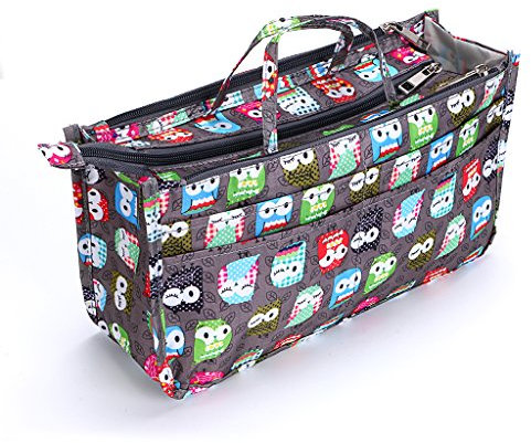 IGNPION Insert Handbag Organizer 13 Pockets Liner Bag Reißverschluss,Eule