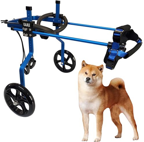 KAJILE Verstellbarer 2-Rad-Hunderollstuhl, L-2 Größe für behinderte Hund Hinterbeine Rehabilitation, geeignete Höhe 40-50cm, Breite 19-25cm, Länge 27-35cm