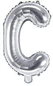 PartyDeco Folienballon Buchstabe C Silber-Geburtstag Hochzeit Jahrestag Folienballon Buchstabe C- Silber Größe ca. 35 cm Verlobung Silvesterparty Folienballon Hel Deko