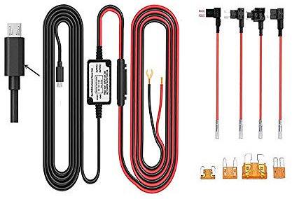 Aofan Dash Cam Hardwire Kit - Micro USB Port with 4 Fuse Types ACU/ACN/ACZ/ACS for Dash Cam, GPS Navigator, Radar Detector, DC12V - 24V Input to 5V Output