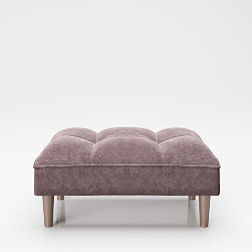 PLAYBOY Ottoman, geplostert, Samtstoff in rosa, altrosa, Fusshocker aus Stoff, Fussablage, Sitzhocker aus Samt, Beistellhocker für Sofa, Retro-Design, Club-Stil
