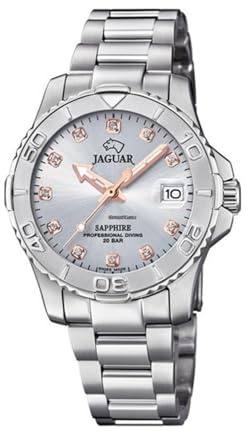 JAGUAR J870/2 Couples Diver Damenuhr, Gehäuse aus Edelstahl 316L, silberfarben, Armband aus 316L-Edelstahl, silberfarben