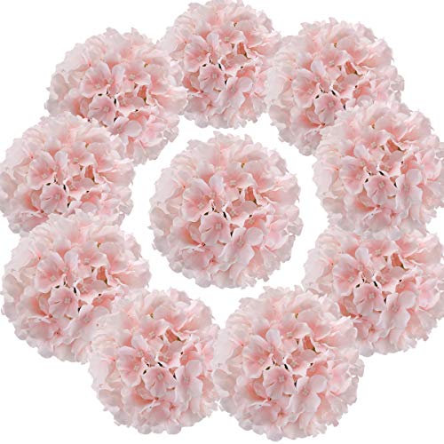 Flojery, Composizione sferica di ortensie in seta, con steli, per decorazione della casa, matrimonio, confezione da 10 (rosa confetto)