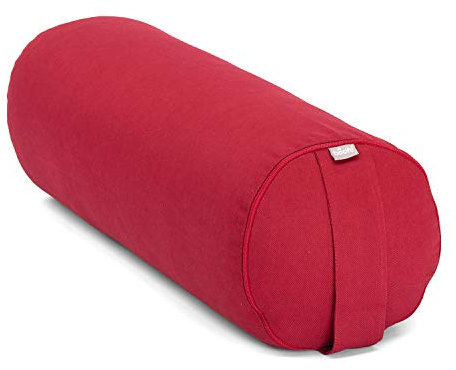 Bodhi Yoga Bolster | ECO Serie | Yogarolle mit Kapok-Füllung | Waschbarer Bezug aus 100% Bio-Baumwolle | Yogakissen für Restoratives Yoga | 65 x 22 cm (Bordeaux)