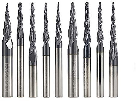 CHENWN 1Pc R0.25-R2.0 Tiain Beschichtung 2 Flute Konische Kugelfräser CNC-Fräser Hartmetall-Fräser Holzstich Bit,R0.75 * 20.5*D4*50