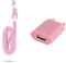 Cable Noodle 1m Chargeur + Prise Secteur pour WIKO View 4 Smartphone Micro USB Murale Pack Universel Android (Rose Pale)