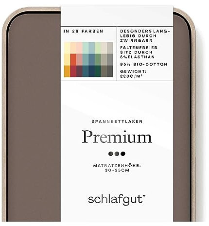 Schlafgut Premium Spannbettlaken 140x200cm bis 160x220cm Sand Deep, Spannbetttuch aus weicher Biobaumwolle