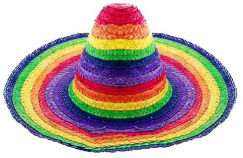 Das Kostümland Sombrero Santiago Ø 50 cm | Rainbow - Mottoparty Mexiko Fasching Karneval Fiesta Sommerparty Hut Kopfbedeckung Bunt gestreift Festival Erwachsene