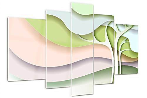 Tulup Tableau sur Verre 5 pièces 170x100cm Décoration Murale Tableau Peinture Murale Impression Image Art Mural Verre Acrylique Cadre Triptyque Polyptyque - Arbre Abstrait