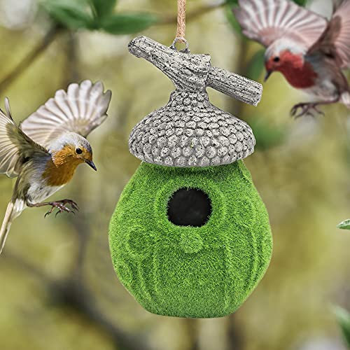 Globrite Flocked Acorn Bird Feeder - Outdoor Mounted Mixed Nuts Feeding Station for Wild Birds - Hanging Decoration or Ornament for Garden and Lawn - Tree Ornament Nut or Seed Holder