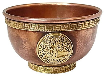 Sharvgun - Ciotole in rame, con albero della vita, per guarigione, per altare, rituali, incensi, sbavature, decorazione Wicca